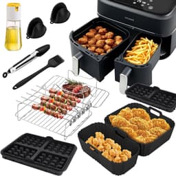 Allecto plus - Airfryer Accessoireset met Silicone Vorm en Grillrooster - 11-delige Set voor heteluchtfriteuse - Wafelvorm en Keukentang - Bakaccessoires - Compatibel met 6 l/3 l Modellen - Koken - Keukenaccessoires - Accessoires voor Friteuse — thumbnail 1