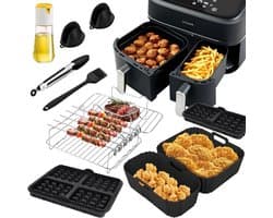 Allecto plus - Airfryer Accessoireset met Silicone Vorm en Grillrooster - 11-delige Set voor heteluchtfriteuse - Wafelvorm en Keukentang - Bakaccessoires - Compatibel met 6 l/3 l Modellen - Koken - Keukenaccessoires - Accessoires voor Friteuse