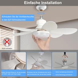 Plafondventilator met Verlichting en Afstandsbediening - 52 cm, 40 W, Stil en Dimbaar met Timer — thumbnail 5