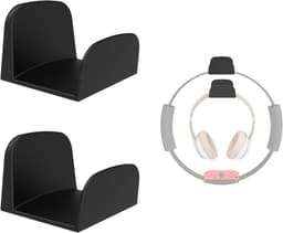 Wandbevestiging voor Headset en Fitness Accessoires - Universele Houder voor Hoofdtelefoon en Pilates Ring - Set van 2 - Zwart. — thumbnail 1