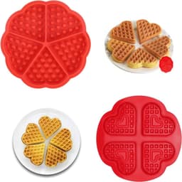 Siliconen Wafelvormen Set voor Airfryer - Hartvormig - 4 en 5 Putjes - Rood - Bakvormen voor Wafels, Muffins en Cake - Creatief Bakken — thumbnail 13