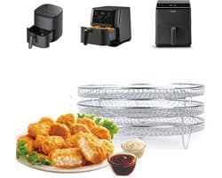 Airfryer Rek - 3 Stuks Roestvrij Stalen Accessoires voor Gezond Koken
