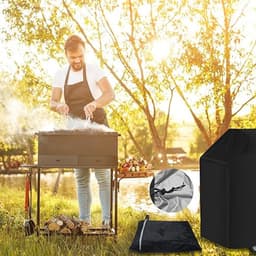 BBQ - hoes - BBQ - hoes - Gasgrill Beschermingskap - 210D Oxford Weerbestendig BBQ - doek - Dustbestendig - Verstelbaar touwwind en stofdroog rek (145 x 61 x 117 cm) — thumbnail 4