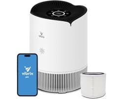 Vibrix PureFlow30 Luchtreiniger / Air Purifier – HEPA H13 + koolstoffilter – 180 m³/u – Voor kamers tot 30 m² – Ionisator – App-bediening – Zeer stil met slaapstand – Luchtkwaliteitindicator