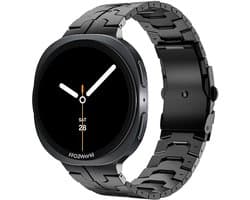 Stravo titanium bandje 'Iron' geschikt voor Samsung Galaxy Watch 8 40mm / Samsung Galaxy Watch 8 44mm / Samsung Galaxy Watch 8 Classic 46mm – Zwart – premium metalen schakelband met inkortset – stijlvolle en duurzame horlogeband voor smartwatch