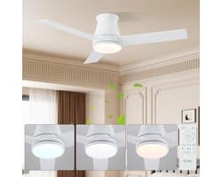 Stille Plafondventilator met Verlichting en Afstandsbediening, 107 cm, Dimbaar en Omkeerbaar