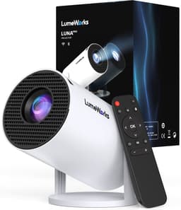LumeWorks Luna Pro Mini Beamer Editie 2025 - Projector - 4K Support - Geschikt voor IOS en Android - Android 11 - Draagbaar - Thuisbioscoop - Wit — thumbnail 1