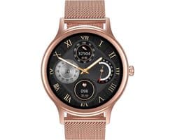 Belesy® GRACEFUL - Smartwatch Dames - Horloge - 1.09 inch - Kleurenscherm - Stappenteller - Bloeddruk - Hartslag - Maak je eigen wijzerplaat – 100+ Wijzerplaten - Staal – Goud - Moederdag