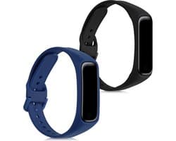 kwmobile 2x horlogebandjes geschikt voor Samsung Galaxy Fit 2 bandje - Smartwatch bandjes van TPU - Activity tracker horloge band in zwart / donkerblauw