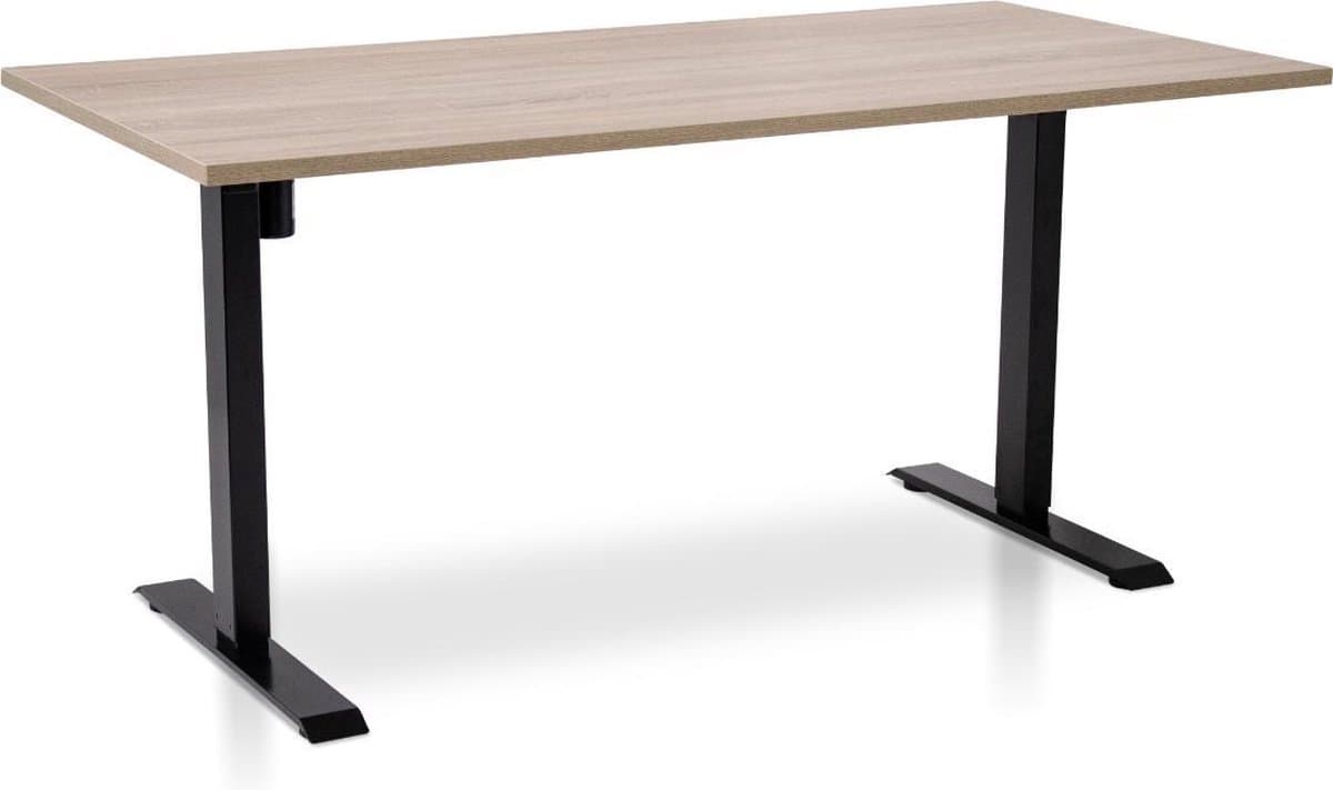 Zit-sta bureau elektrisch verstelbaar - MRC EASY | 160 x 80 cm | inclusief stekkerdoos en kabelklemmen | frame zwart - blad midden eiken — afbeelding 1
