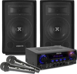 Karaoke Set met Bluetooth en Twee Microfoons - Just Sing - Fenton Versterker - Vonyx Speakers — thumbnail 1