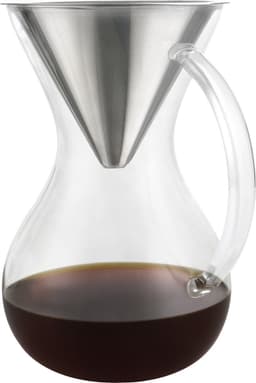 Pour Over Koffiepot - Koffiezetter - Koffie Opgietkan - Glas - Rvs - 600Ml — thumbnail 2