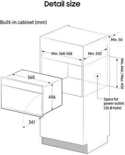 Samsung NQ5B6793AAN - Combi stoomoven met magnetronfunctie - 50 L - Air Fry - Stroomreiniging — thumbnail 3