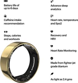 ULTRAHUMAN Ring AIR – Smart Ring | Geen maandabonnement | Bepaal eerst de juiste maat met de Sizing Kit | Slaaptracker - Hartslagmeter - Fitnesstracker – Air Gold – Size 12 — thumbnail 2