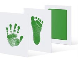 CHPN - Baby Voet- en Handafdruk Inktset - Groen - Incl. 2 witte kaartjes - 2 setjes - Voetafdruk baby - Handafdruk - Kraamcadeau - Geboorte - Moederdag - Vaderdag