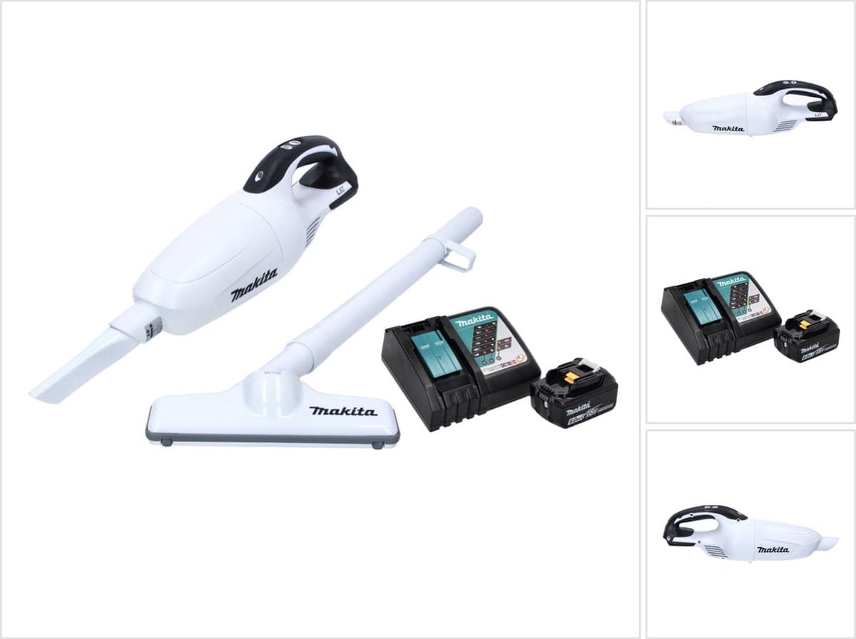 Makita DCL 181 FRG1W Snoerloze stofzuiger 18 V Wit + 1x oplaadbare accu 6.0 Ah + lader — afbeelding 1