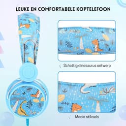 StayPowered Kinderheadset - Schattige Dinosaurusontwerp voor Comfortabel Luisterplezier! - Geïntegreerde Microfoon - Inclusief Geschenkdoos - Uitgebreide Volumecontrole - Schattig Cartoondesign - Wit - Levering Sneller dan Aangegeven! — thumbnail 5