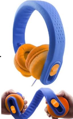 DKT Eduline Flexifoon blauw/oranje flexibele hufterproof koptelefoon hoofdtelefoon kinderen voor gebruik in de school klas — thumbnail 1
