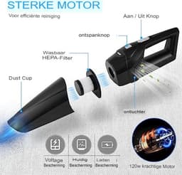 9000Pa Snoerloze Handheld Vacuum Cleaner - Draagbare Auto Stofzuiger 120W HEPA Filter - Oplaadbaar - Mini Handheld Auto Interieur Stofzuiger - Reinigingsaccessoires Detailing Kit — thumbnail 5