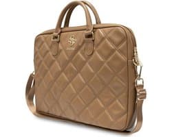 GUESS Quilted 4G Metal Logo Laptop Tas - 15/16 inch - Bruin