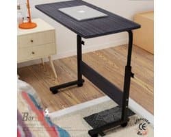 Borvat® - Laptop bijzettafel - Sta bureau voor laptop tafel voor thuis - Bureau Op Wielen - thuiskantoor - Zwart - 40cm x 60cm