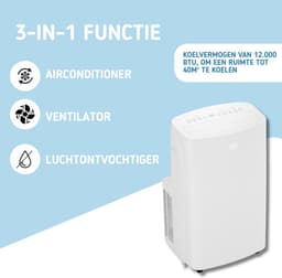 Cooli® S3 - Mobiele Airco – Airconditioning – 12000 BTU – 3-in-1: Koelen, Ventileren, Ontvochtigen – Inclusief Afdichtingskit, Afstandsbediening & Timer – Wit — thumbnail 5