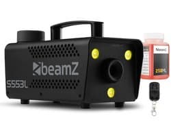 Rookmachine met LED’s - BeamZ S553L - Set met 250ml vloeistof - Voor Halloween - 3 RGB LED’s - 550W