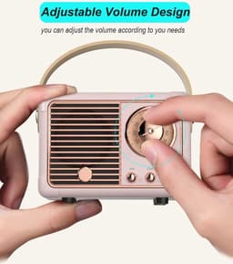 Retro bluetooth speaker- vintage decor - draagbare draadloze bluetooth speaker - Roze — thumbnail 4