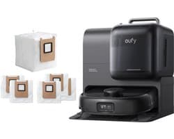 eufy Robotstofzuiger Omni E28 met 6 stofzakken, draagbare dieptereiniger, HydroJet systeem, 20.000 Pa zuigkracht, DuoSpiral ontklittende borstels, CornerRover arm, alles-in-één station