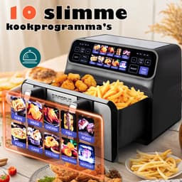 Digitale Airfryer XXL 10L Sinaopus 802 – Heteluchtfriteuse met Dubbele Mand en DualMand Onafhankelijke Snelle Opwarming – Voor Gezinnen – 10 Programma’s – Kijkvenster – Makkelijk te Reinigen – Capaciteit voor 6 Personen — thumbnail 2
