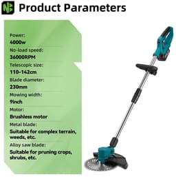 Rumi Grasmaaier - sterke grasmaaier - 18 V/Li-ion - Aanbevolen gazonoppervlakte - Maaihoogte: 30-70 mm - Snoeimachine Tuin Trimapparatuur Klein Tuingereedschap & Accessoires — thumbnail 2