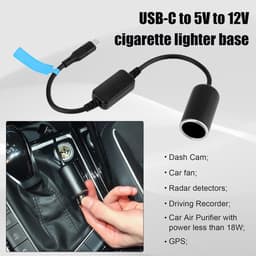 Allecto Plus - USB C auto adapter 12V/18W voor sigarettenaansteker met voedingskabel - auto accessoire voor radardetector, LED verlichting, dashcam en GPS navigatie — thumbnail 4