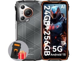 Blackview BL7000 - AI Robuuste Smartphone - 5G - 24GB RAM - 256GB ROM - Met Leren Hoesje - 6.78 inch 120Hz - Robuuste Telefoon - IP68 Waterdicht - Nachtzicht - Android 15 - NFC - GPS - Oranje