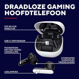 Trust GXT 409 Oxxie - Draadloze oordopjes voor Gaming - TWS In-ear - Bluetooth verbinding & USB-C-ontvanger - voor PC/Switch/Switch2/PS5 en Mobile - Wit — thumbnail 5