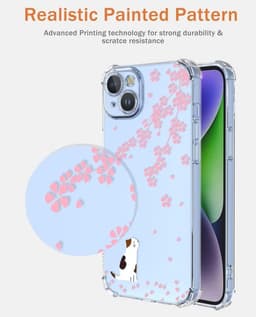 Case voor Xiaomi Redmi Note 12 Pro Plus - Beschermhoesje - Transparant - Schokbestendig - Flexibel - Zachte siliconen rubberen bumper - Kersenbloesem kat — thumbnail 2