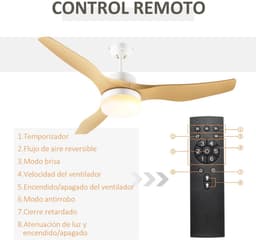 Nivard Plafondventilator - Met Verlichting - Plafond Ventilator - Met Lamp - Plafonniere Met Ventilator - Met Licht - Hout — thumbnail 3