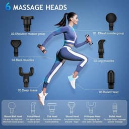 Massage Gun - Massage Apparaat - Massage Pistool - Inclusief Koffer en 6 Opzetstukken - Krachtig en Draadloos - Extra Krachtig en Stil - Sport en Relax Massage Apparaat - Professioneel - Fitness - Zwart — thumbnail 3