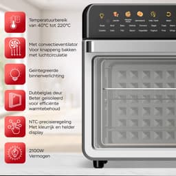 TurboTronic AFO330 AirChef Pro – Airfryer Oven – 34L – 19 Programma’s – 40°C tot 230°C – Heteluchtoven – 2100W – RVS – Multi Smart Oven - Zilver — thumbnail 7