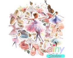 Ainy Ballet Stickers 45 stuks voor bullet journal, fotoalbum, wenskaarten, laptop, telefoon - ook geschikt als ballet geschenksticker, skateboard stickers, graffiti stickers, knutselen stickervellen voor kinderen en volwassenen