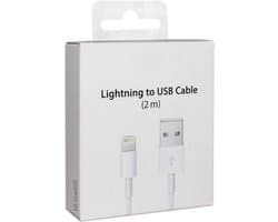 AB Goods USB Kabel 2 Meter – Lightning Oplaadkabel – Geschikt voor iPhone (14/13/12/11/X/8/7/6) – Compatibel als iPhone Oplader & Oplader iPhone – 2 Meter USB Kabel