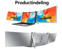 Virello® Portable Monitor Pro 2025 - 2x Full‑HD IPS 15,6″ scherm - Voor Laptops van 15.6" t/m 18.1" - Laptopscherm uitbreider - USB-C/USB-A & HDMI - Inclusief Hoes & Kabels - Grijs - 2 jaar garantie
