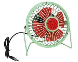 Gerimport Mini USB bureau ventilator - watermeloen - metaal - 15 cm - Tafel model - Lekker afkoelen
