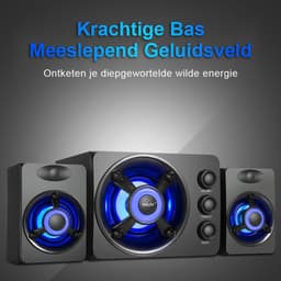 Gloovon® - Luidspreker - Boekenplan Luidsprekers - Bluetooth - 3.5mm Audio Kabel - Luidspreker Standaard - Luidsprekers voor PC - Zwart — thumbnail 4