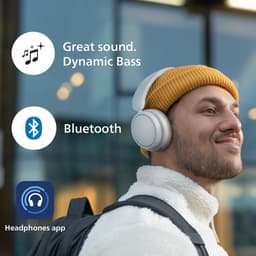 PHILIPS TAH5209WT lichtgewicht On Ear draadloze Bluetooth Headphones met Passive Noise Isolation - 65 uur afspeeltijd, natuurlijk geluid, heldere gesprekken, dynamische bass, 2 uur USB-laden - Wit — thumbnail 4