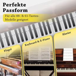 Piano Oplegger - Keyboard Noten Gids - Toetsenbelettering Zonder Stickers - Siliconen Toetsenbord voor 61 & 88 Toetsen - Verwijderbaar & Herbruikbaar - Voor Beginners - Piano Accessoires - Inclusief E-book - Zwart/Wit — thumbnail 3