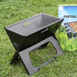 Draagbare Houtskool Barbecue – Snels inklapbare RVS Buiten Grill – Voor Camping, Tuin en Picknick – 48 cm — thumbnail 4