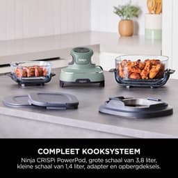 Ninja CRISPi 4-in-1 compact glazen kooksysteem - Airfryer, Roast, Recrisp, Keep Warm - Inclusief twee glazen schalen van 3.8L en 1.4L en bijpassende deksels - 2 Crisper-Plates - Groen - FN101EUSG — thumbnail 13