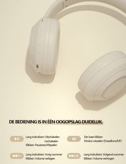 Gloovon® - Koptelefoon - Koptelefoon Draadloos - Microfoon Met ENC (Environmental Noise Cancellation) - Bluetooth 5.0 - Koptelefoon met Microfoon - Wit — thumbnail 8