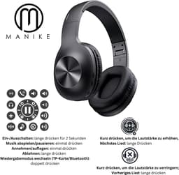 Manike YH21 Over Ear Koptelefoon Draadloos - Draadloze Headset met Microfoon - Bluetooth 5.3 - 60 Uur Batterij - Inklapbaar - ENC Kristalheldere Gesprekken - Bluetooth Headset - Zwart — thumbnail 4