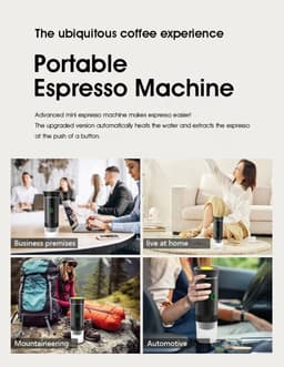 Draagbaar Koffiezetapparaat voor Onderweg - Draadloos voor in de Auto - 12 Volt - Espresso - Capsule Koffie - Gemalen Koffie - Cups - Oplaadbaar - Draagbare Koffiemachine — thumbnail 4
